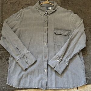 H&M Grey Linen Blend Button Down Size S. Oversized